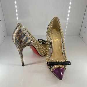 Christian louboutin glitter Studded clear pumps 38